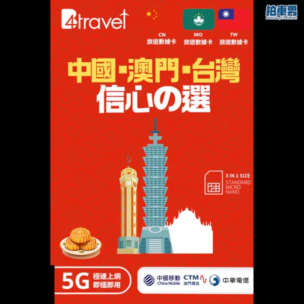 中國、澳門、台灣漫遊 SIM 卡 B4travel